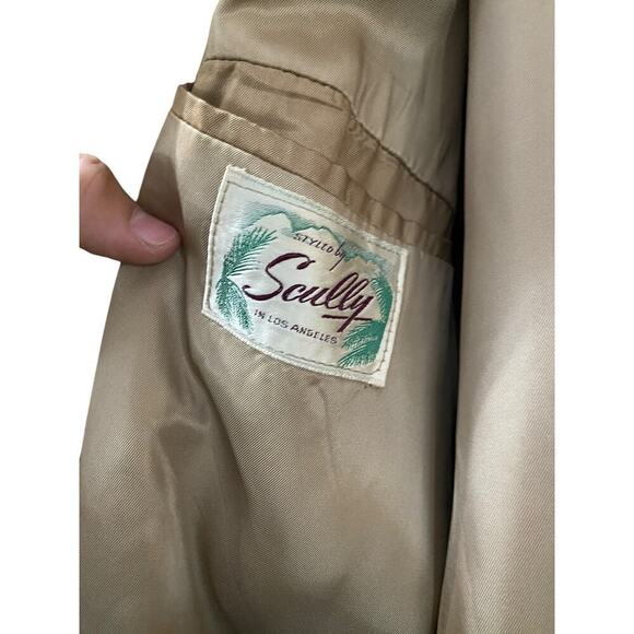 Vintage Scully Tan Leather Long Sleeves Button Front Blazer Coat Size 38 - Picture 3 of 5